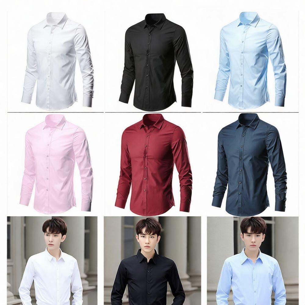 Dress Shirt Non-Iron - New Mens Long Sleeve Dress Shirt