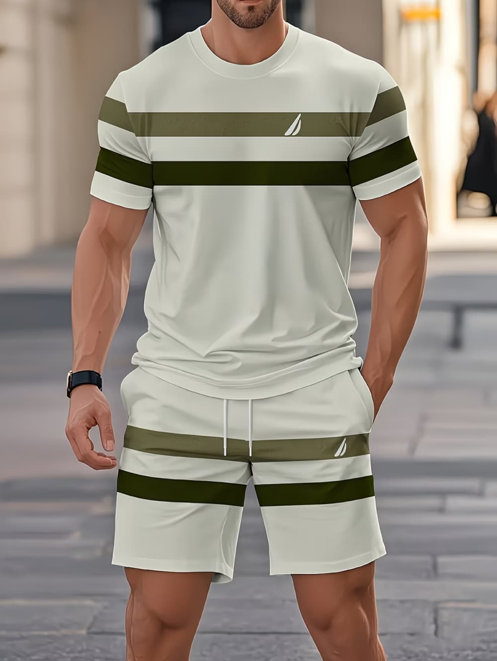 Quality Men'S Fashion - Men's Summer Sets Funny 3D Stripe