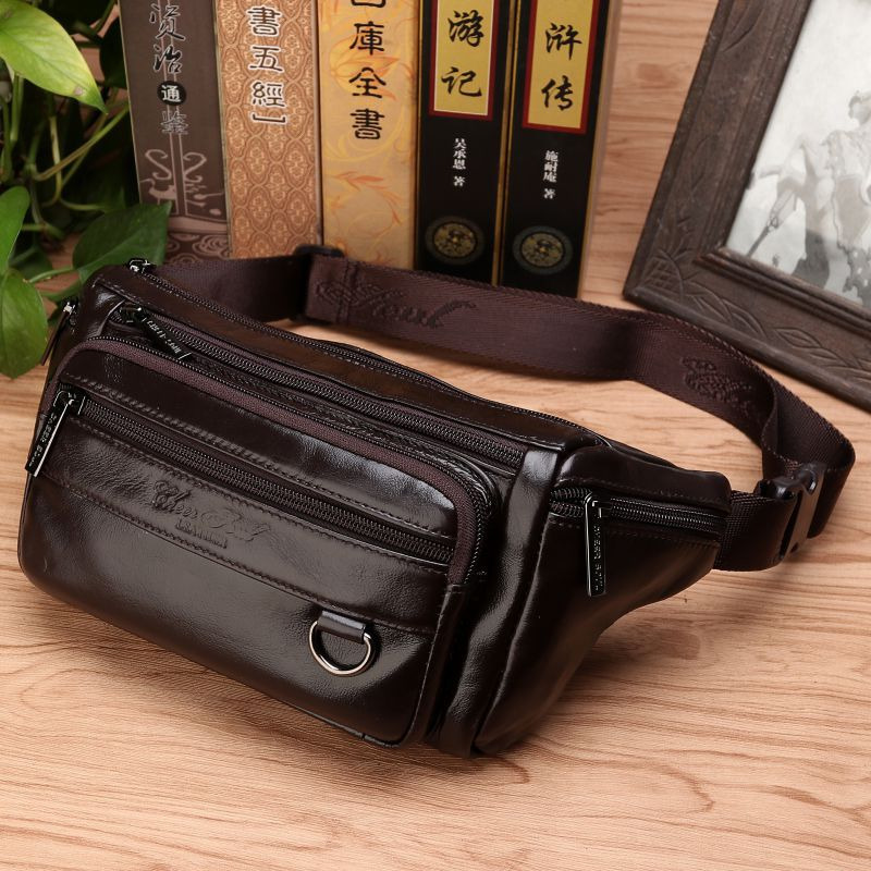 Men Waist Fanny Bags Sling Che - Leather Belt Braided recension och pris