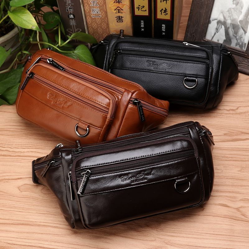 Men Waist Fanny Bags Sling Che - Leather Belt Braided recension och pris