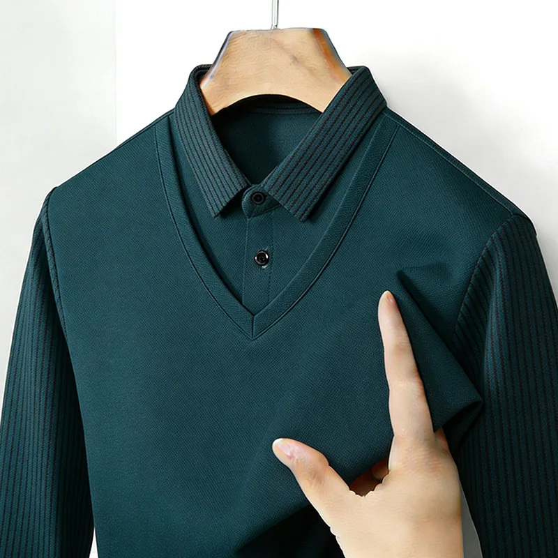 Men's Fake Two Piece Shirt Col - Quality Men'S Fashion recension och pris