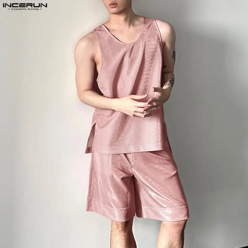 INCERUN Men's Sets Shiny Solid - Men'S Fashion Usa recension och pris