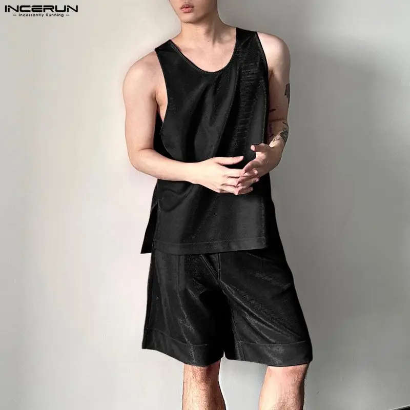 INCERUN Men's Sets Shiny Solid - Men'S Fashion Usa recension och pris