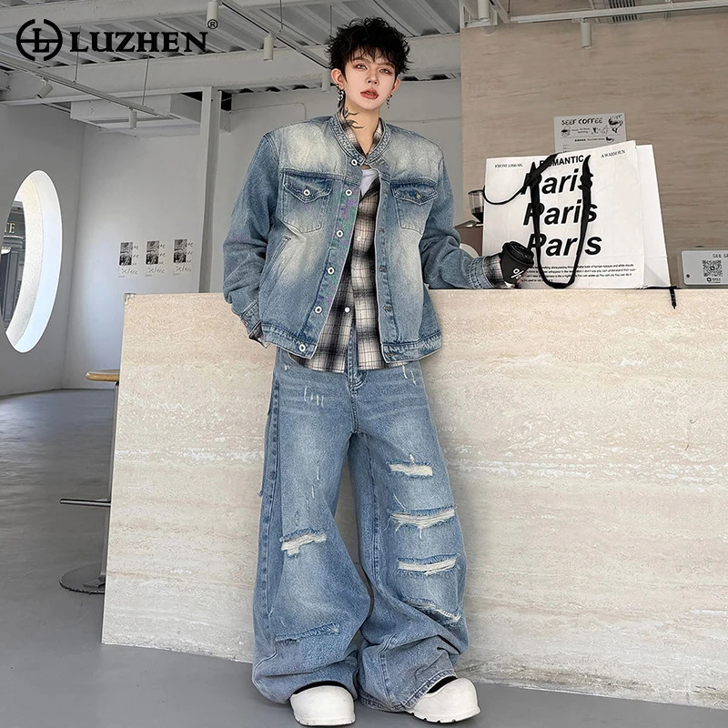 LUZHEN 2026 Autumn Vintage Was - Men Fashion Vintage recension och pris
