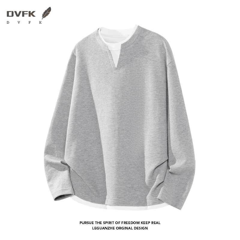 Men Fake Two Piece Long Sleeve - Mens Fashion Casual recension och pris