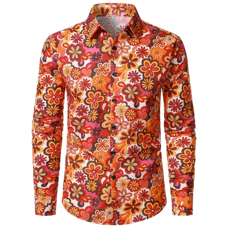 Men Retro 70s Hippie Floral Pr - Men'S Fashion 70S recension och pris